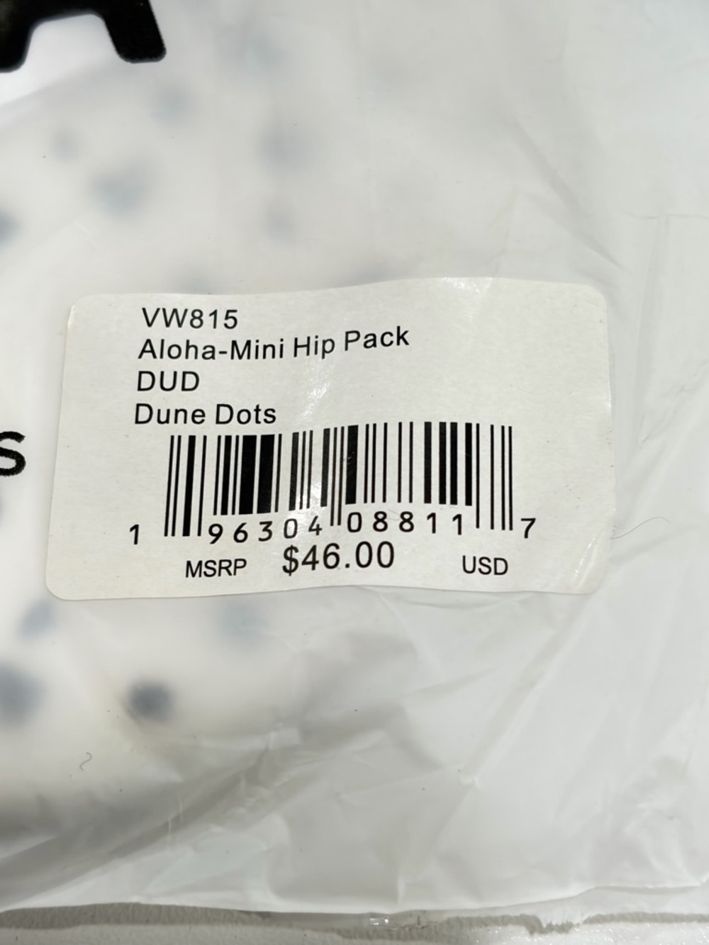 Vuori ALOHA-Mini Hip Pack Waist Black White NWT Internal Zipper Belt Bag - Picture 8 of 9